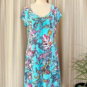 Escape by Habitat cap-sleeved dress with pleated neckline